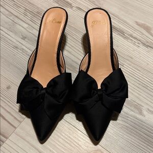 J. Crew Sophia satin mules with bow, Size 9